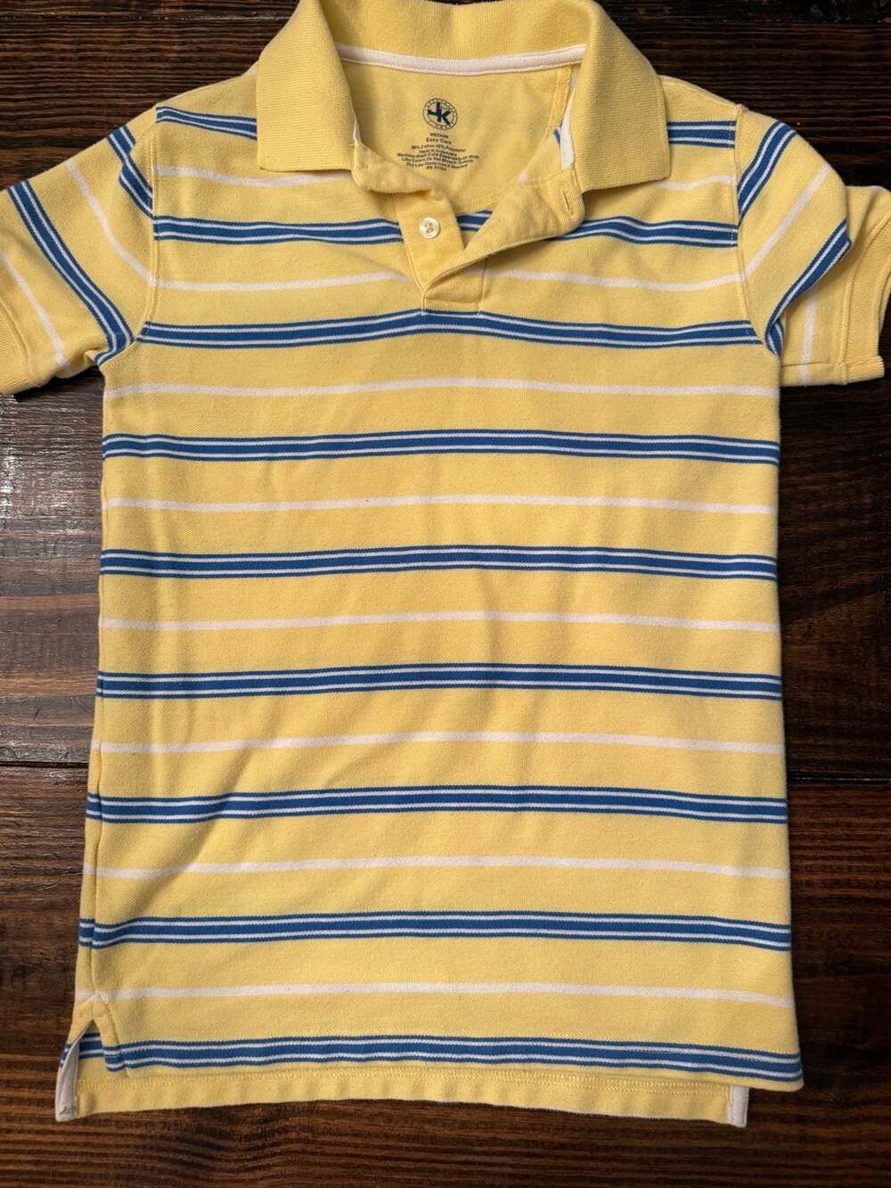 J.Khaki Boys Yellow and Blue Striped Polo Shirt Medium
